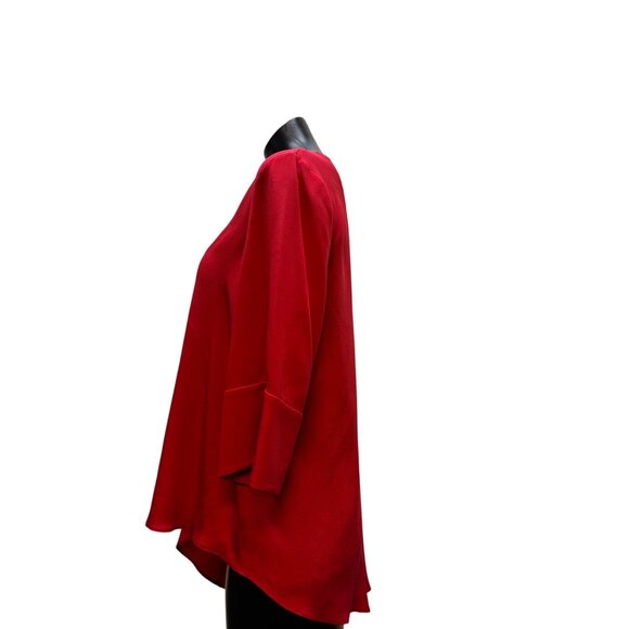 St. John Red Asymmetric Hem Blouse Size S - Picture 4 of 5